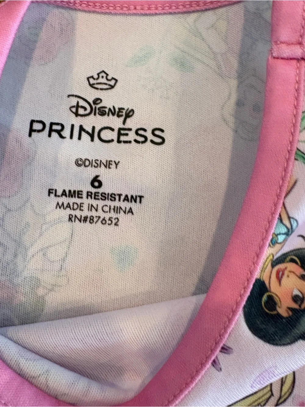 Disney Girls' Pink Princess Pajama Tops - 2pc Set